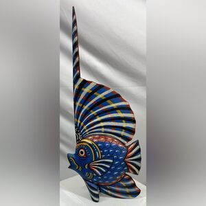 Tropical Fish Wood Folk Art Freestanding Aquatic Beach Decor Beach Ocean Nautica